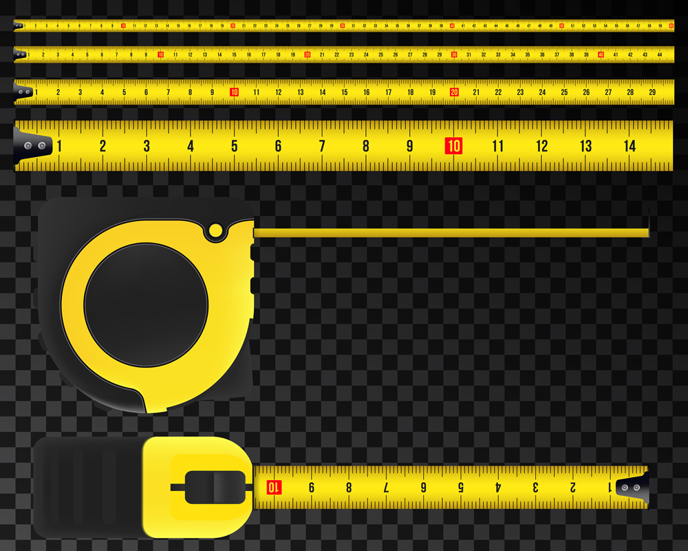 Vector image of various tape measures